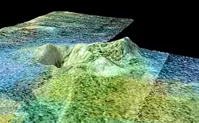 雷达生成的土卫六冰火山“末日山”和“索特拉光斑”视图