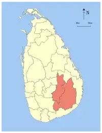 Area map of Uva, Sri Lanka