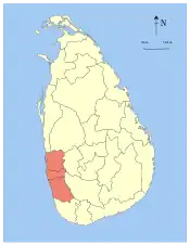 Area map of Western Province of Sri Lanka