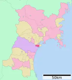 多賀城市在宮城縣的位置