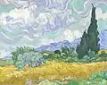 《麥田裡的絲柏樹（英语：）》（A Wheatfield, with Cypresses），1889年，收藏於紐約大都會博物館