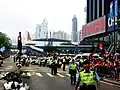 於2008年夏季奧林匹克運動會香港區火炬接力時，交通部人員進行交通管制。