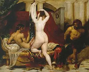Woman undresses while two men watch