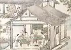 把蚕和桑叶放在托盘上。