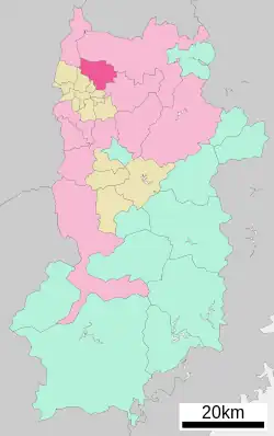 大和郡山市在奈良縣的位置
